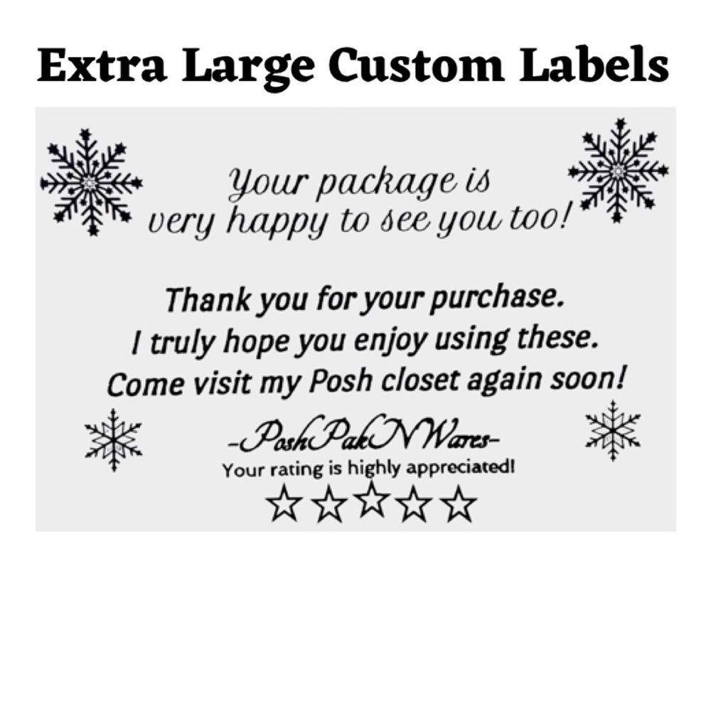 Extra Large Custom Labels "Thank You" Message with posh closet name SNOW Design
